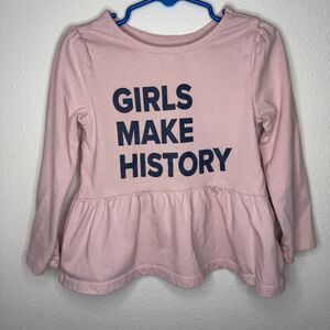 Garanimals Toddler Girl Long Sleeve Peplum Top – "Girls Make History" – Size 3T